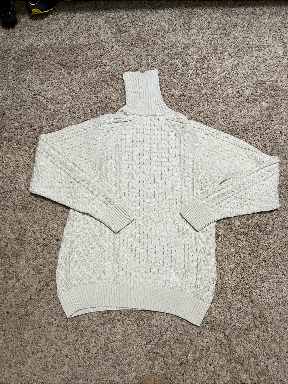 Nike Life Men's Cable Knit Turtleneck in Light Bone Wool Blend Athleisure XS - Picture 7 of 8
